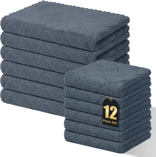 Miniatura 29 de Homaxy - Paquete de 12 trapos de cocina (10 x 10 pulgadas, morado), de terciopelo coral, supersuaves y absorbentes, de secado rápido, paño