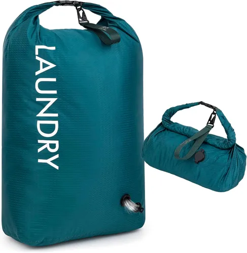 Miniatura 11 de Bolsa de lavandería de viaje, bolsa de viaje de compresión al vacío, bolsa de viaje, impermeable, húmedo/seco, ahorro de espacio, bolsa de Azul