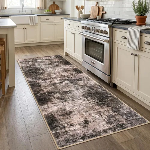 Miniatura 712 de IOHOUZE Alfombra abstracta lavable de 3 x 12 pies para pasillos, antideslizante para cocina, camino de entrada de lana sintética para interiores