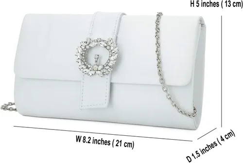 Miniatura 6 de CHARMING TAILOR Bolso de noche Diamantes adornado de satén para mujer, bolso de fiesta elegante con broche de cuentas Satin, for Woman, Classy