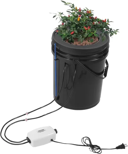 VEVOR Sistema de Cultivo Hidropónico DWC, Sistema de Cultivo Hidropónico con Kit de Goteo Superior, Cultura de Agua Profunda de 5 Galones con Bomba