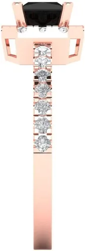 Miniatura 3 de Anillo de compromiso de ónix negro natural de 1.34 quilates con solitario de corte princesa con acento de compromiso de aniversario, de oro rosa