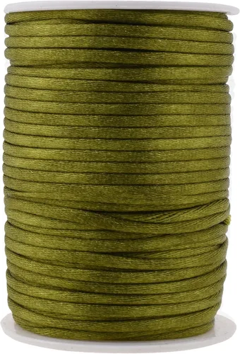 Miniatura 136 de Mandala Crafts Cordón de Satén de Nailon 2mm Cordón Rattail Champagne - 100 Yardas Cordón de Nailon Chino para Nudos Cordón de Seda Cola de Rata