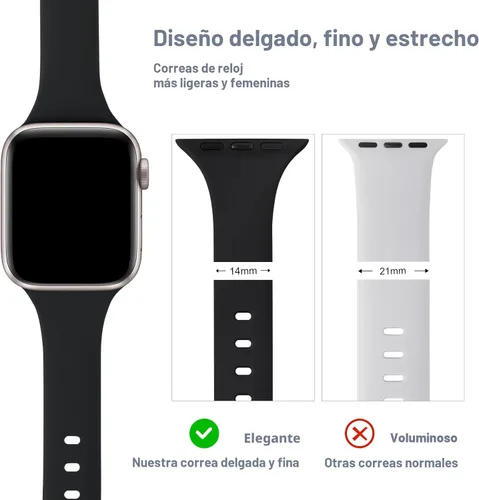 Miniatura 3 de 6 Pack de bandas delgadas y delgadas compatibles con Apple Watch 38mm 40mm 41mm 42mm 44mm 45mm 46mm 49mm para mujeres y hombres, correa deportiva