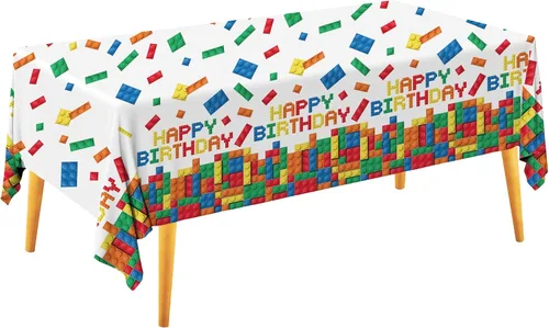 Miniatura 11 de Gatherfun Mantel desechable de cumpleaños, funda de mesa de plástico para fiesta de cumpleaños de niños, 54 x 108 pulgadas, 3