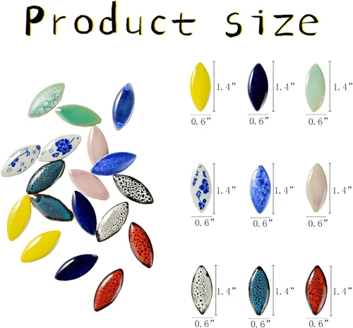 Miniatura 2 de 70 Piezas de Azulejos de Mosaico de Pétalos, Azulejos Cerámicos a Granel, Suministros de Piezas Cerámicas Manchadas, Kit de Piezas de Cerámica