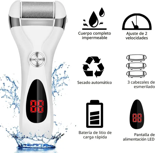 Miniatura 2 de ELMCHEE Kit de removedor de callos de pie eléctrico, removedores de callos recargables 3 cabezales de molienda portátil impermeable para el pie