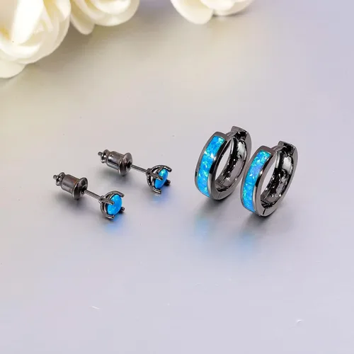 Miniatura 182 de CiNily Aretes Huggie de ópalo con bisagras, chapados en oro, hipoalergénicos, pequeños aretes de aro para mujeres, adolescentes, niñas, hombres