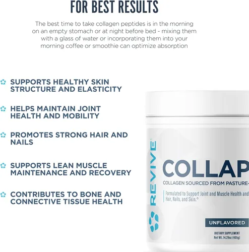 Miniatura 6 de Revive MD CollaPURE - Péptidos de colágeno en polvo para mujeres y hombres, sin sabor, suplementos de colágeno alimentados con pasto tipo I y tipo
