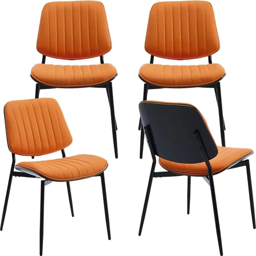 Miniatura 8 de ODUSE-DAILY Juego de 2 sillas de comedor modernas de mediados de siglo, sillas de cocina y comedor negras, juego de 2, sillas de cocina tapizadas