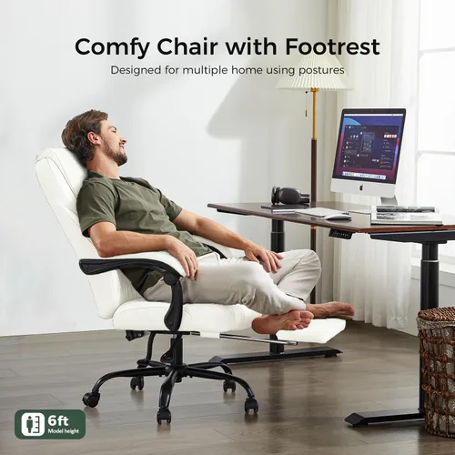 Miniatura 7 de amseatec Silla de oficina, silla de oficina grande y alta con reposapiés, silla ergonómica, sillas de escritorio de oficina en casa, silla