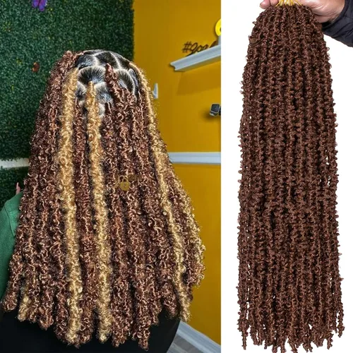 Miniatura 102 de ZRQ Butterfly Locs Cabello de Ganchillo Corto 6 Paquetes Negro Cabello Bob de Ganchillo 8 Pulgadas Locs Sintéticos Desordenados Desgastados Trenzas