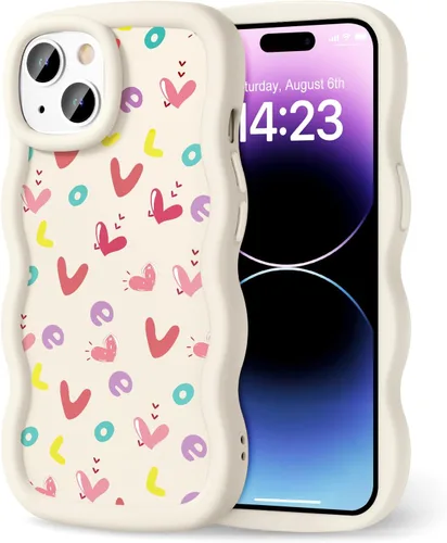 Miniatura 309 de Compatible con iPhone SE/8/7 Funda para Mujeres y Niñas, Marco Ondulado Rizado con Patrón Lindo, Estética Delgada Suave Silicona TPU Parachoques