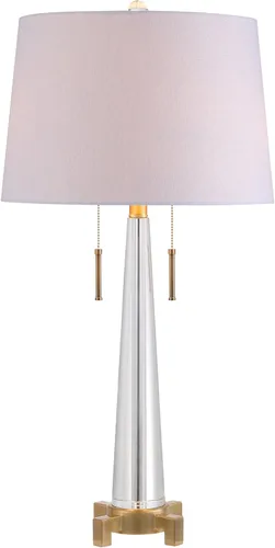 JONATHAN Y JYL2018A - Lámpara de mesa LED de 29.5 pulgadas, color dorado y transparente, con 2 luces, lámpara de noche glamorosa contemporánea para
