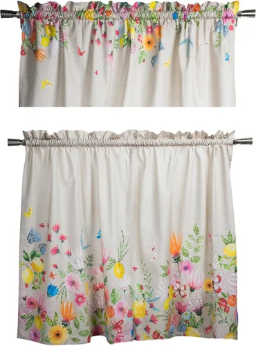 Miniatura 88 de Maison d' Hermine Juego de cortinas de cocina para ventanas, juego de cortinas de cocina 100% algodón, cenefas para el hogar [2 niveles