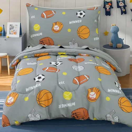 Miniatura 16 de david's kids Juego de ropa de cama de 4 piezas para niños pequeños - Juego de ropa de cama suave y transpirable para niñas, incluye edredón