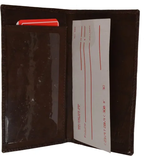 Miniatura 3 de MARSHAL Funda de cuero genuino para chequera #156-cr, Marrón, Cartera con tarjetero