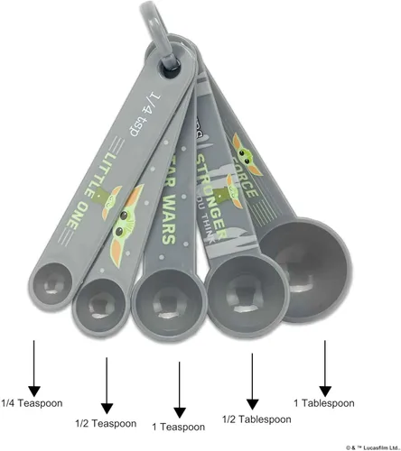 Miniatura 6 de Disney Star Wars The Mandalorian - Cucharas medidoras adorables de Baby Yoda para cocina Plateado/Verde