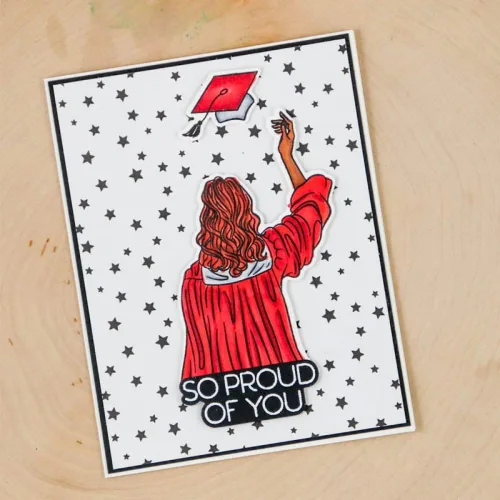 Miniatura 5 de Estudiantes de posgrado Vista trasera Troqueles y sellos para hacer tarjetas So Pround of You, To the Graduate, You Did It,Words Alpahbets - Sello