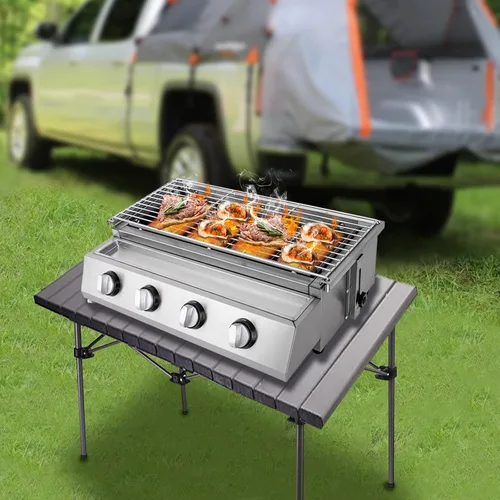 Miniatura 2 de Parrilla de gas de propano profesional de acero inoxidable para acampar al aire libre