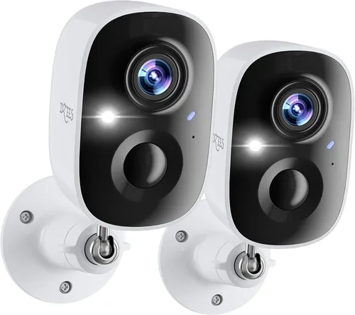 Miniatura 10 de Dzees Cámara de seguridad inalámbrica para exteriores - Actualización 2K 3MP batería WiFi cámara exterior inalámbrica, foco, sirena, detección