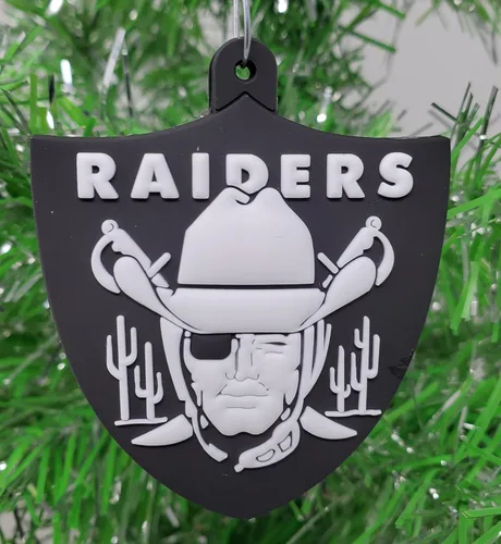 Miniatura 7 de Juego de adornos navideños con temática de equipo de fútbol plateado y negro