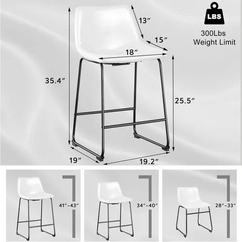 Miniatura 2 de LEMBERI Juego de 2 taburetes de bar de 26 pulgadas, modernos taburetes de bar de altura de mostrador, taburete de bar de piel sintética con respaldo
