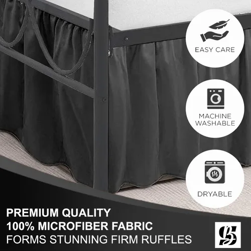 Miniatura 6 de SKY BEDDINGS - Falda de cama con volantes con esquinas divididas tamaño Twin con caída de 12 pulgadas, falda de cama con volantes antipolvo con Gris