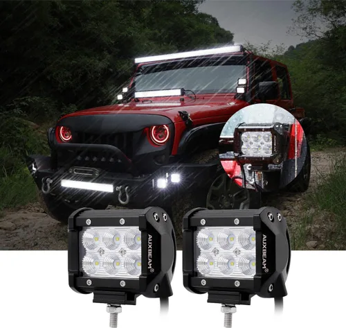 Miniatura 6 de Auxbeam Barra de luz LED de 4 pulgadas, 18 W, 18 W, haz de inundación, luz de conducción todoterreno para SUV, ATV, UTV, camiones, camionetas