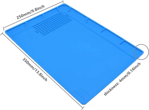 Miniatura 2 de S130 - Tapete de trabajo de reparación de silicona con aislamiento térmico antiestático para soldadura y reparación de computadoras, tamaño 13.8 x