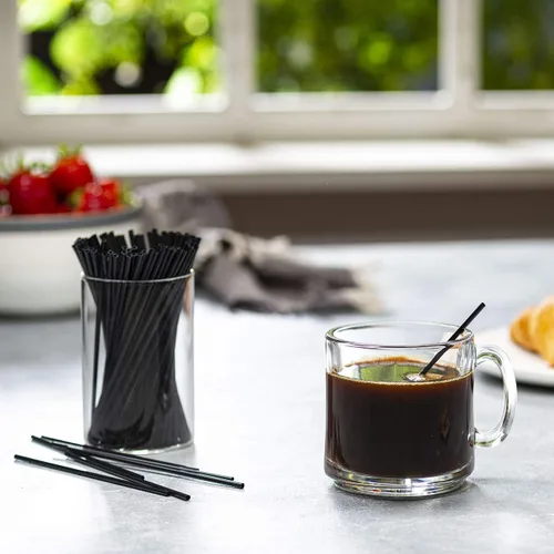 Miniatura 2 de Comfy Package [2000 unidades] Agitadores de café de 5 pulgadas, pajitas de cóctel, palitos desechables de plástico, color negro