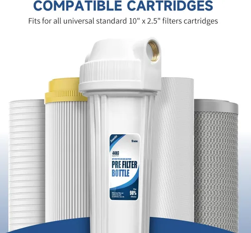 Miniatura 4 de Carcasa de filtro de agua para toda la casa, se ajusta a filtros de sedimentos de 10 x 2.5 pulgadas, etc. para agua de pozos y ciudades, sistema