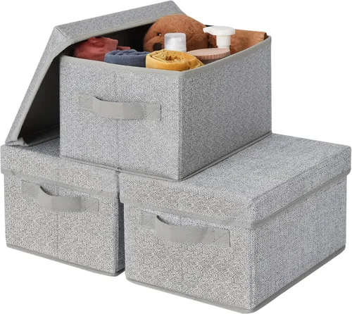 Miniatura 15 de GRANNY SAYS Cajas de tela con tapas, contenedores de almacenamiento con asas, contenedores de estante para organizar, cajas de almacenamiento extra