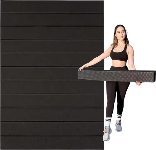 Foldable Large Yoga Mat: Extra 6mm & 8mm Thick Workout Mat for Home Gym and Travel - Anti-Slip Folding Exercise Mat for Yoga, Pilates, and More Negro