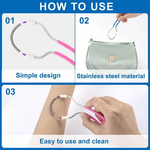 Miniatura 4 de 2 unidades de removedor de vello facial manual, depiladora de resorte facial de acero inoxidable con asa, herramienta de eliminación de vello facial