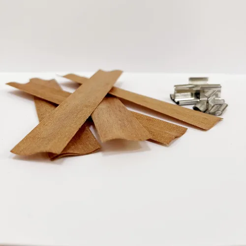 Miniatura 3 de GDJIEDE - 20 mecha de madera ondulada de 0.79 pulgadas de ancho por 4.72 pulgadas de alto+base de metal para hacer velas de madera sin humo