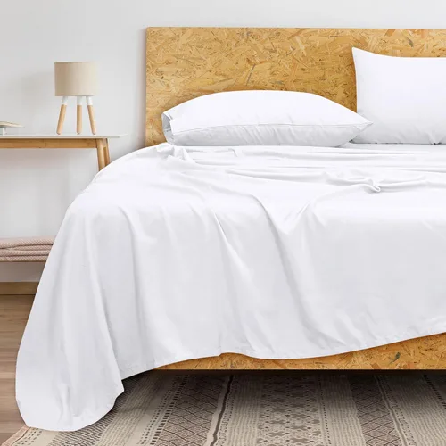 Miniatura 8 de Royale Linens Sábana Plana de 300 Hilos de Algodón Peinado de Fibra Larga 100% - Súper Suave - Sábanas Superiores - Sábana Plana Full se Vende por
