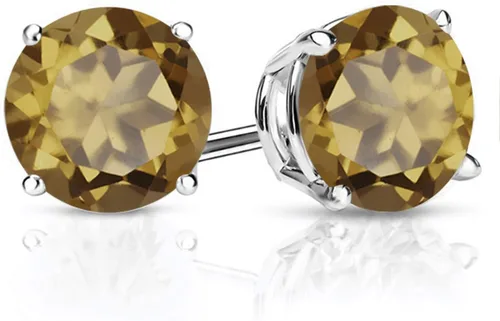 Miniatura 61 de Gem Stone King Aretes de plata de ley 925 con piedra natal redonda de 0.276 in para mujer