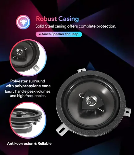 Miniatura 4 de sixcow Paquete de 4 Altavoces de Repuesto Mejorados para Jeep Wrangler JK JKU 2007-2018, 77KICK10