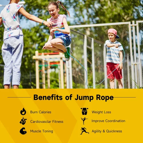 Miniatura 6 de Paquete de 10 cuerdas de saltar ajustables para fitness y ejercicio, cuerda de saltar de PVC para hombres, mujeres y niños, sin enredos