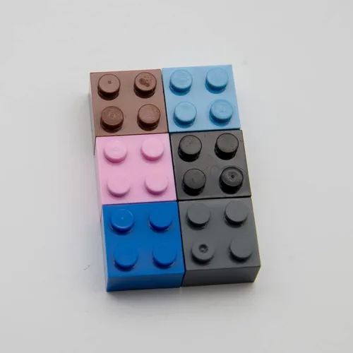 Miniatura 2 de Bloque de ladrillos clásico a granel, ladrillos marrones 2x2, ladrillos de construcción planos 100 piezas, compatible con piezas y piezas de Lego