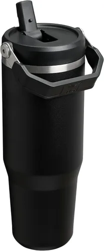 Miniatura 3 de Stanley IceFlow 2.0 - Vaso con pajilla abatible con asa, 30 onzas, tapa giratoria y popote abatible, botella de agua resistente a fugas, acero Negro