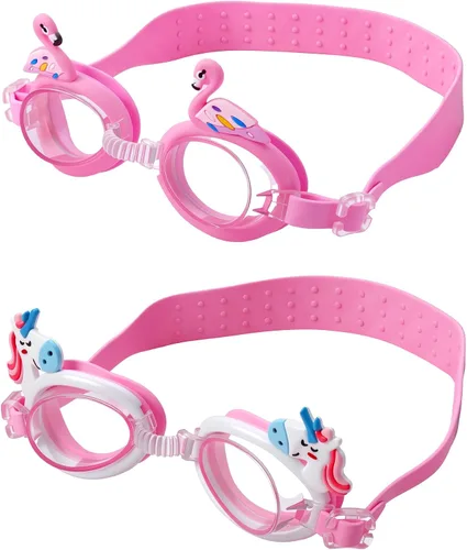 Miniatura 9 de Foaincore 2 pares de gafas de natación para niños pequeños, antiniebla, UV, con tapones para los oídos, para niñas y niños de 3 a 9 años