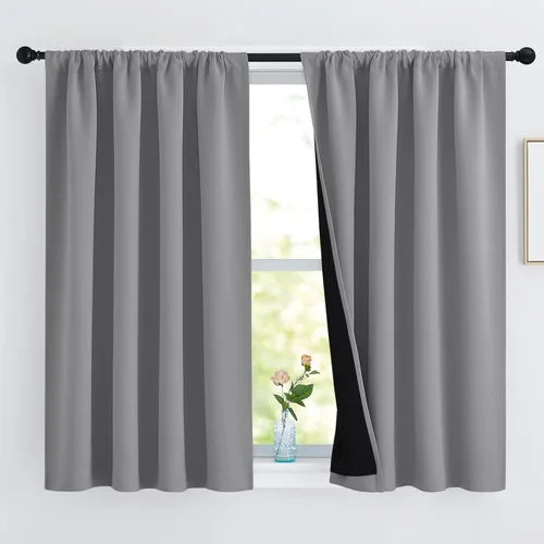 Miniatura 102 de NICETOWN Cortinas blancas 100% opacas, 2 capas gruesas completamente opacas con bolsillo para barra, cortinas aislantes térmicas para Blanco puro