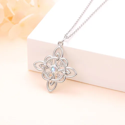 Miniatura 63 de FLYOW Collar con colgante de nudo celta de plata de ley 925 de buena suerte irlandés para mujer, regalo de cumpleaños y graduación