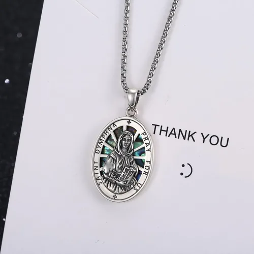 Miniatura 193 de Collar de plata de ley 925 con medalla de San Patrón, colgante de protección católica, amuleto, joyería religiosa para hombres y mujeres