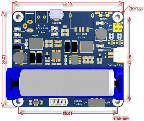 Miniatura 5 de Waveshare Módulo de gestión de energía solar para panel solar de 6V ~ 24 V soporta panel solar/conexión USB Carga de batería a bordo MPPT