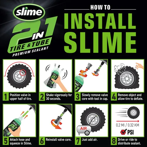 Miniatura 8 de Slime 10207 Sellador de reparación de pinchazos 2 en 1 para neumáticos y tubos, 2 en 1, premium, prevención y reparación, adecuado para todos