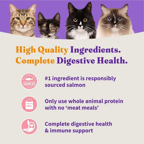 Miniatura 6 de Halo Holistic - Alimento para gatos con fórmula de salmón y pescado blanco, sin granos, para un apoyo saludable del peso, croquetas para gatos