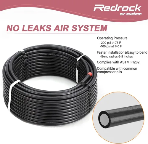 Miniatura 3 de Shop Air Line Kit de 3/4 pulgadas x 200 pies, kit de manguera de tubo de compresor de aire de aluminio HDPE para garaje con bloque de pliegue Negro